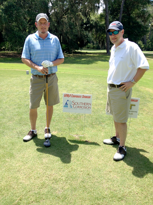 Jason Phillips and Brad McConnell play a round of golf